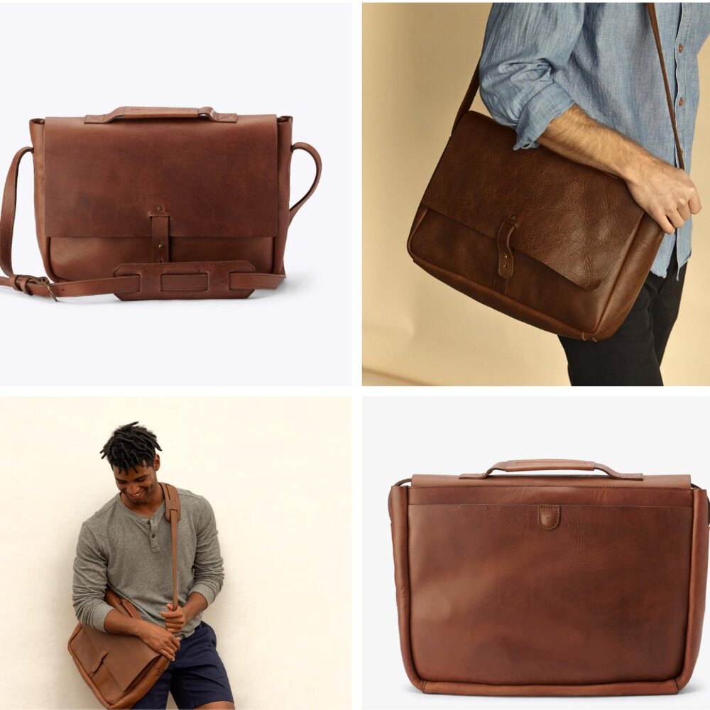 Nisolo Brown Leather Messenger Bag